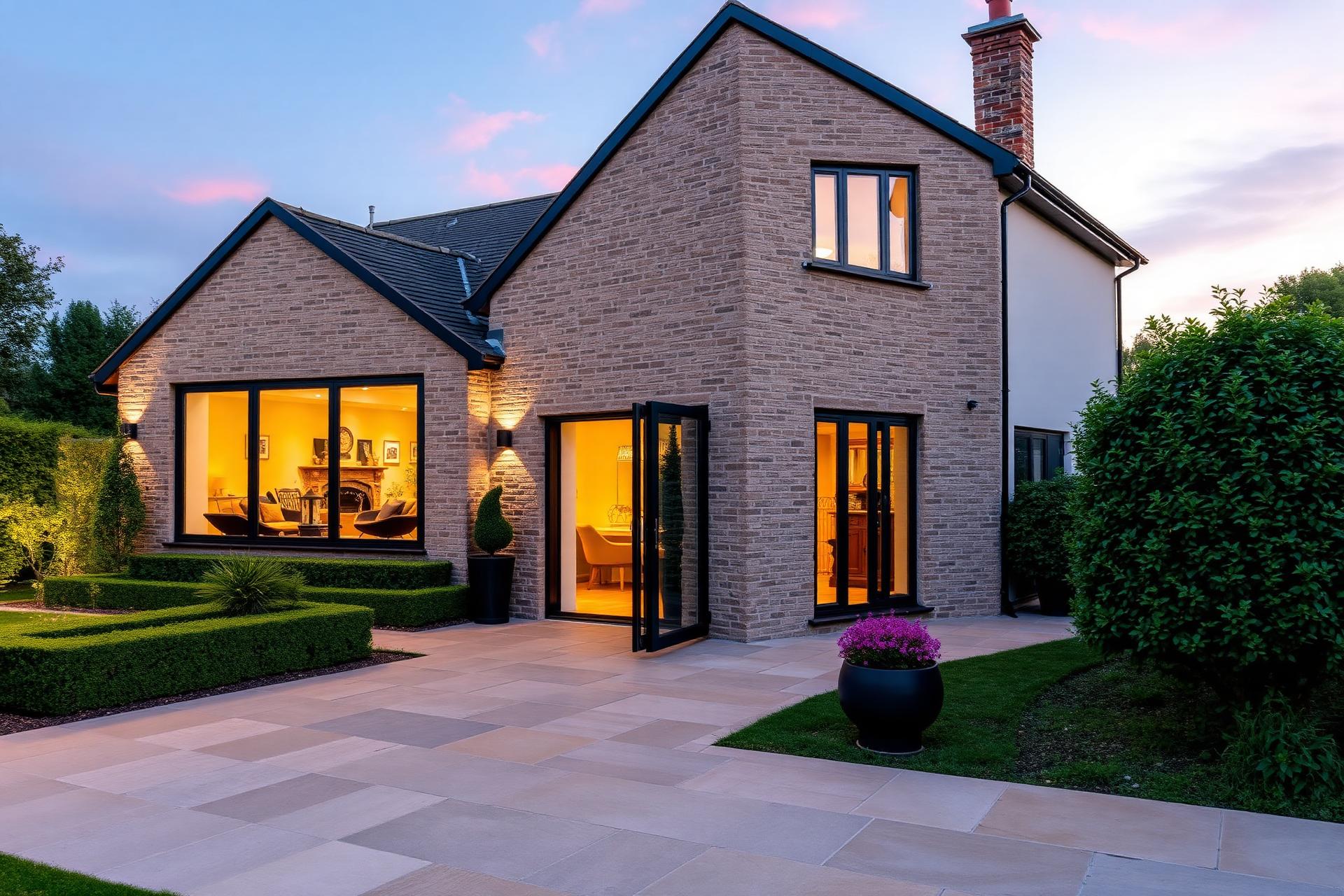 Modern Oxfordshire home extension at golden hour